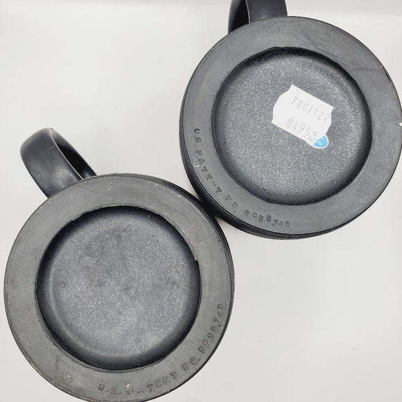 Vintage Black Coffee Cups/Mugs Set With Removable Rubber Coasters Japan 7onz MCM - Picture 8 of 9